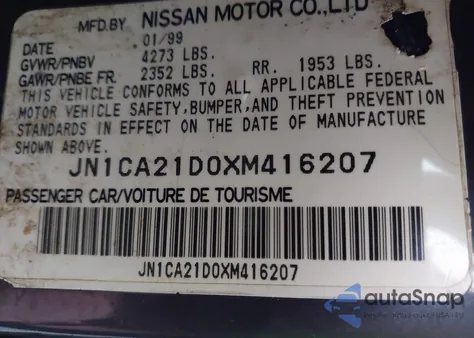 1999 Nissan Maxima Gle/Gxe/Se/Se-L из США, поврежденный, VIN JN1CA21D0XM416207